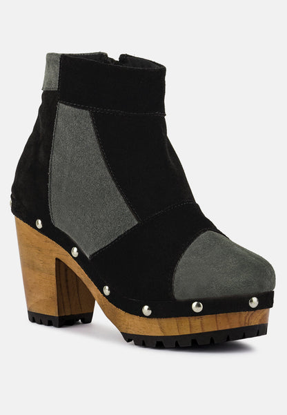 Huron Fine Suede Patchwork Ankle Boots