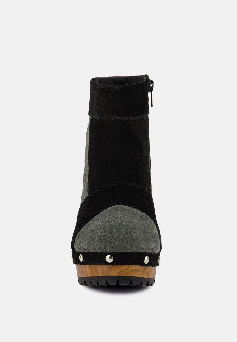 Huron Fine Suede Patchwork Ankle Boots