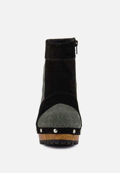 Huron Fine Suede Patchwork Ankle Boots