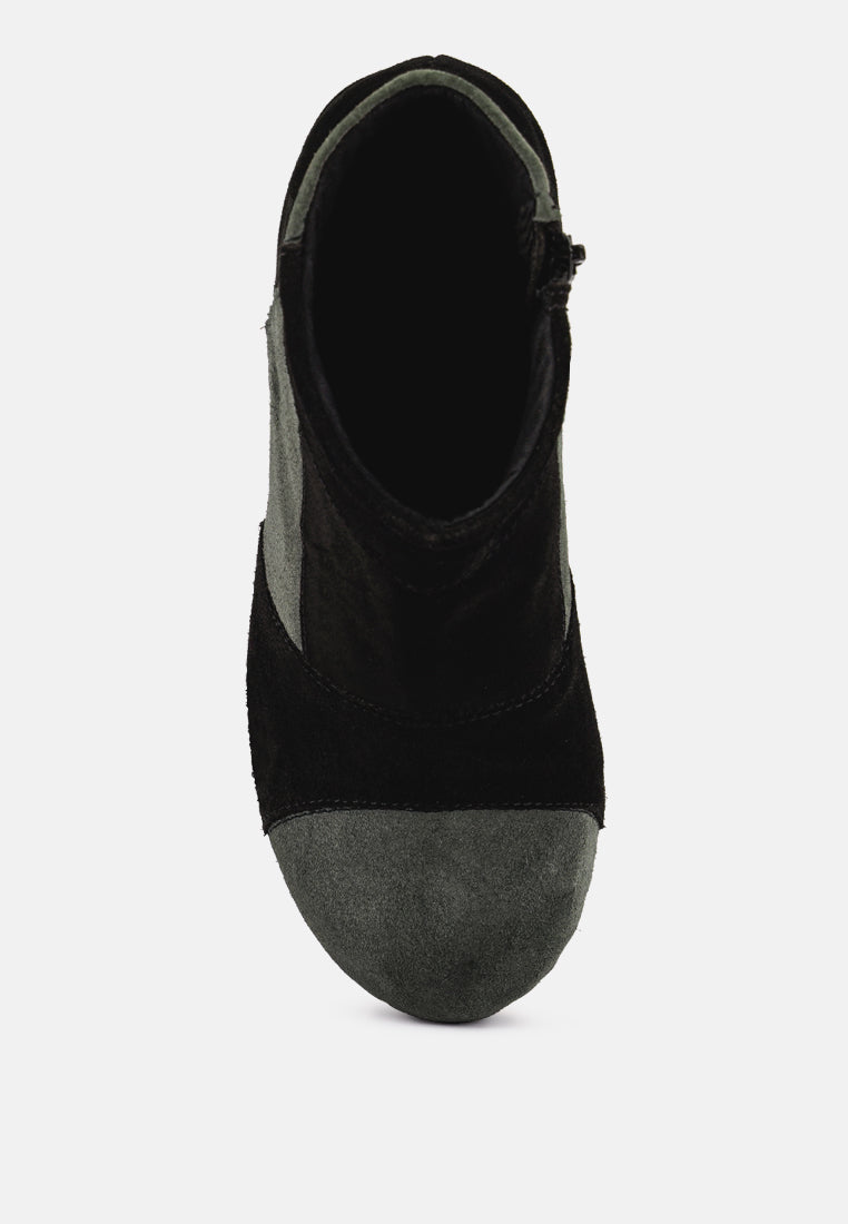Huron Fine Suede Patchwork Ankle Boots