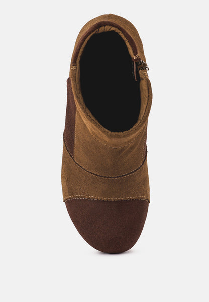 Huron Fine Suede Patchwork Ankle Boots