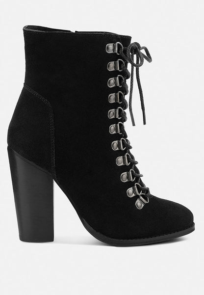 Goose-Feather Antique High Heeled Ankle Boot