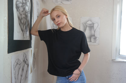 Black T shirt kimono sleeve