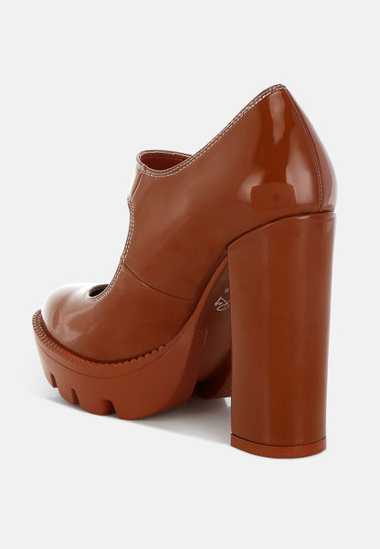 Millenial Bug Patent High Heeled Mary Jane Shoes
