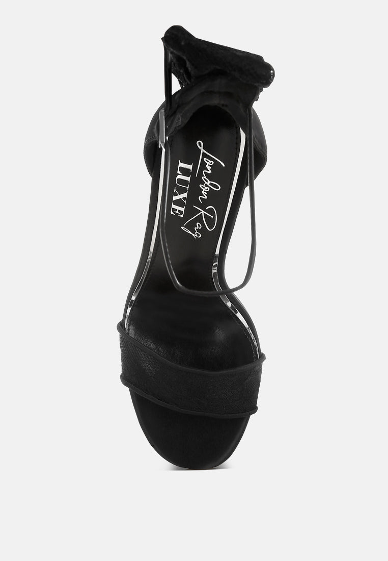 Delancy Bow Detail Lace Stiletto Sandals