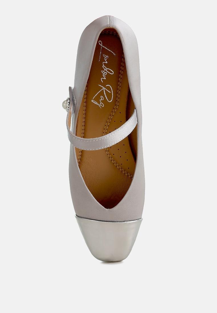 Albi Patent Toe Cap Satin Mary Jane