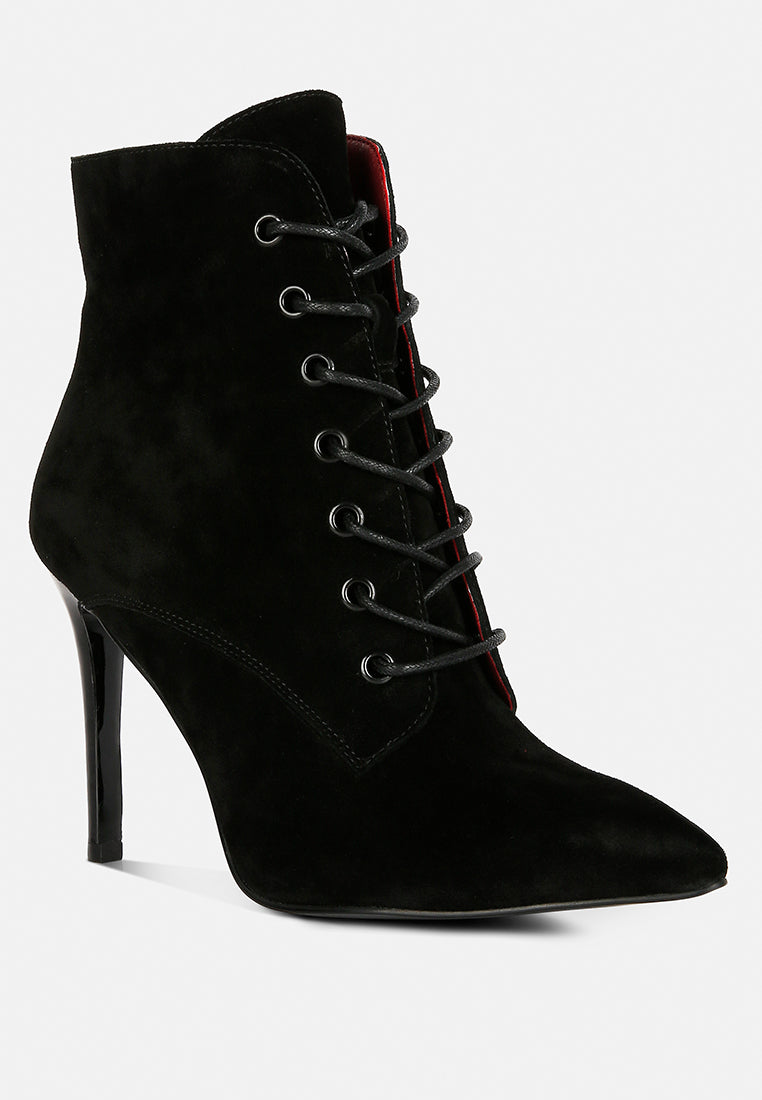 Sulfur Suede Leather Stiletto Ankle Boot