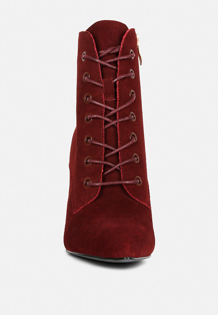 Sulfur Suede Leather Stiletto Ankle Boot