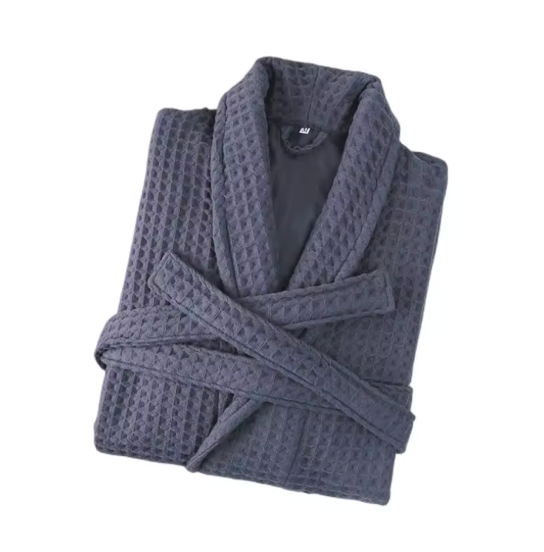 Luxury Cotton Waffle Bathrobe, Unisex Knee Length Spa, Hotel Robe