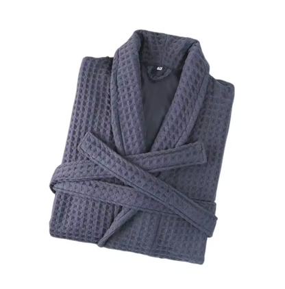 Luxury Cotton Waffle Bathrobe, Unisex Knee Length Spa, Hotel Robe