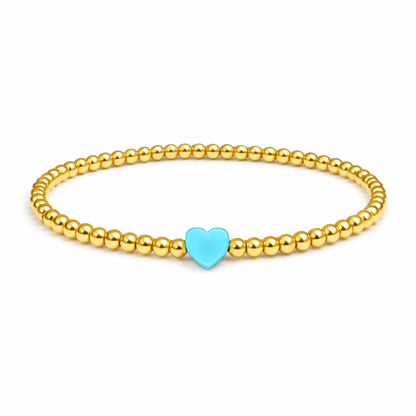 So Very Loved Heart Gold Beaded Stretch Bracelet