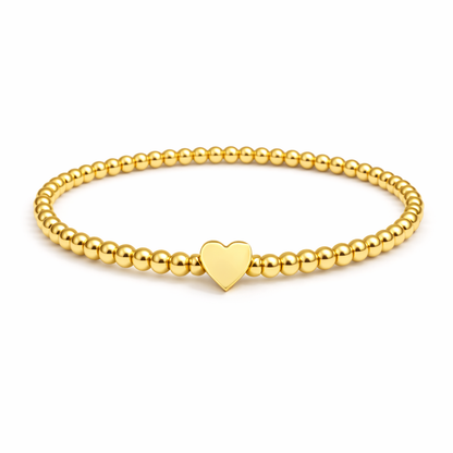 So Very Loved Heart Gold Beaded Stretch Bracelet