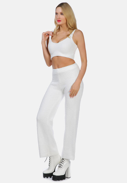 Solid Casual Wide Leg Trousers