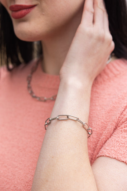 Luxe Silver Chunky Paper Clip Bracelet