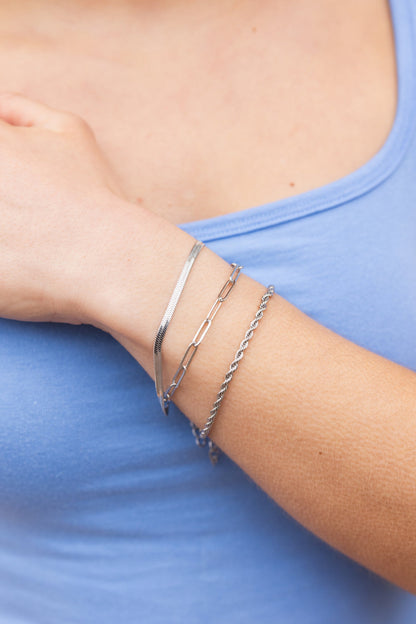 Luxe Silver Paper Clip Bracelet