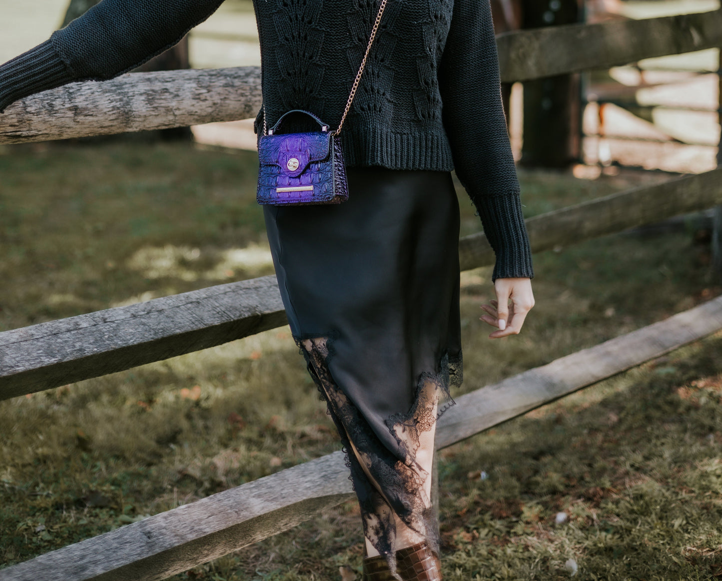 MKF Collection by Mia K. - Luxe Croc-Embossed Mini Satchel