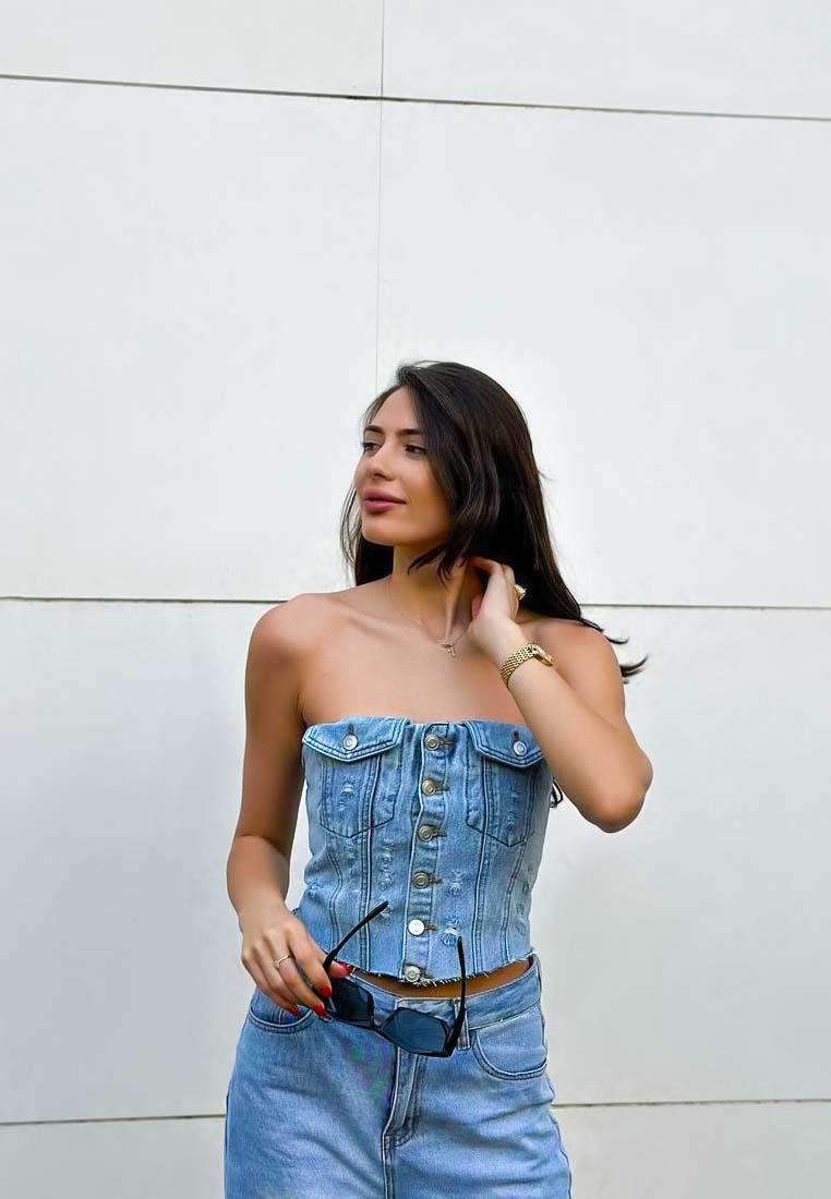 Denim Corset Tube Top