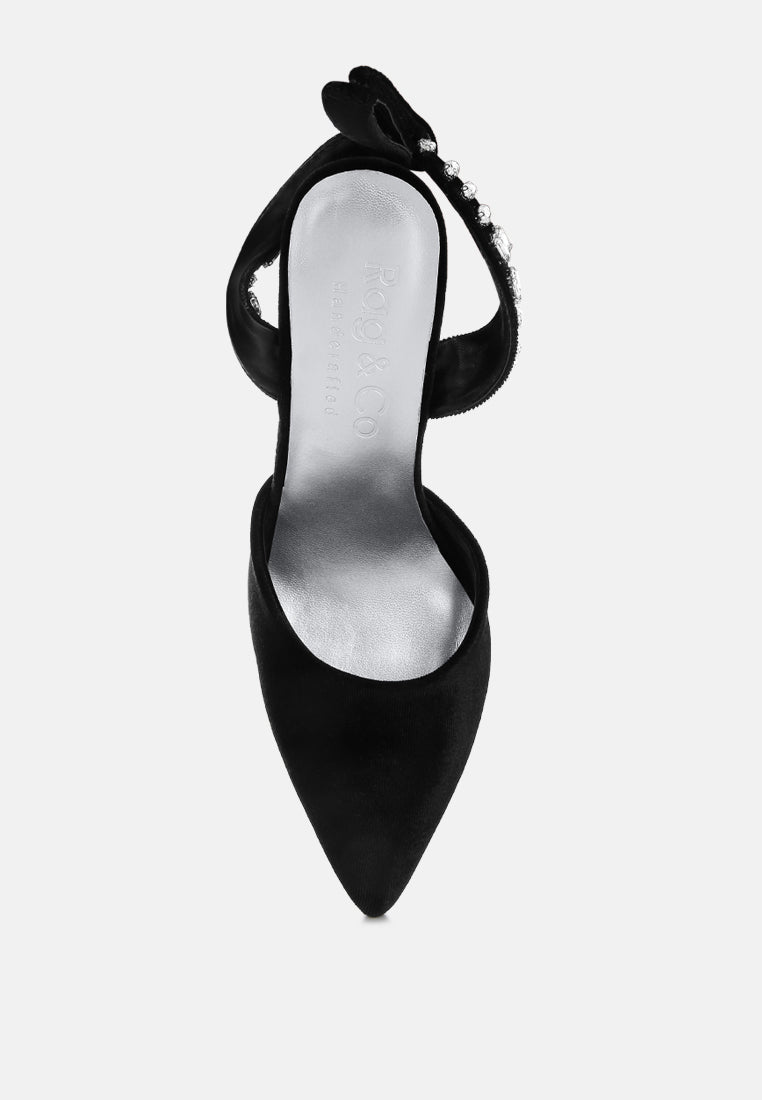 Wallis Blue Velvet Diamante Stud Tie Up Sandals