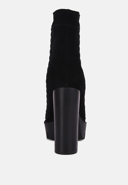 Yoko Fine Suede Quilted Ankle Boots