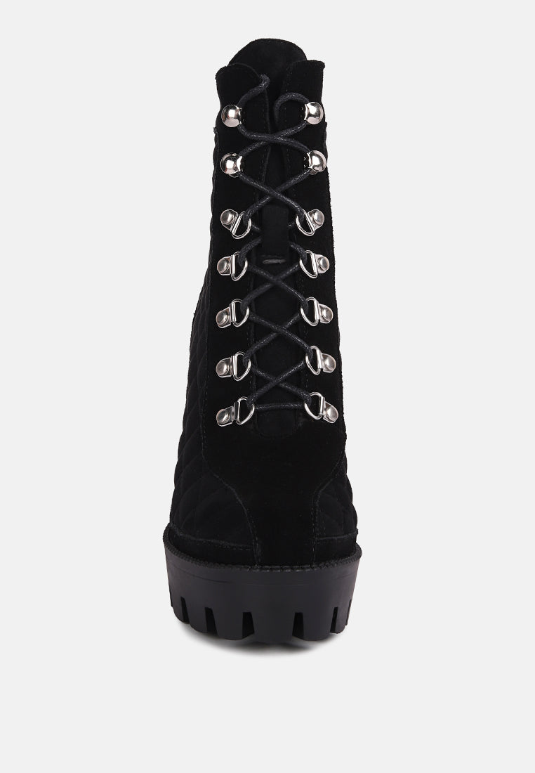 Yoko Fine Suede Quilted Ankle Boots