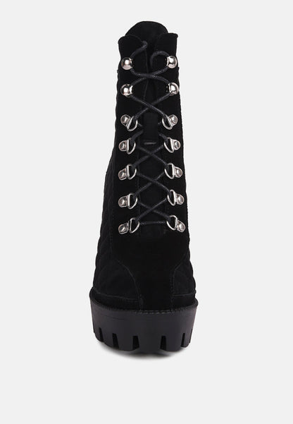 Yoko Fine Suede Quilted Ankle Boots