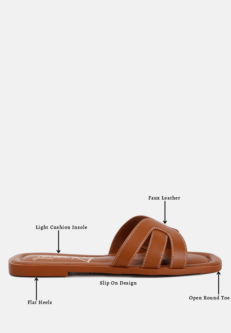 Aura Faux Leather Flat Sandals