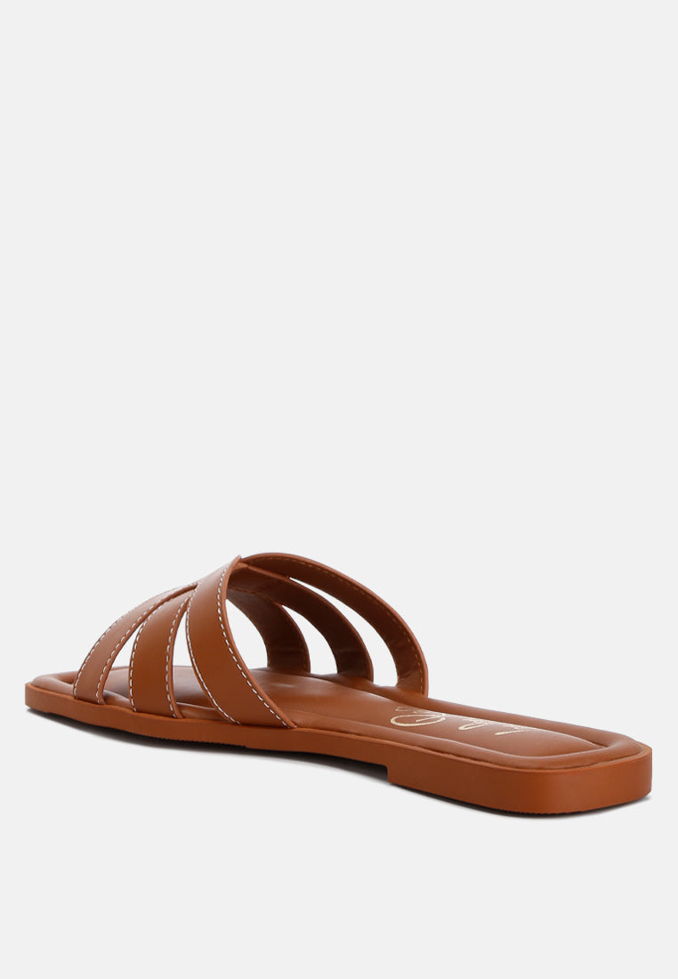 Aura Faux Leather Flat Sandals
