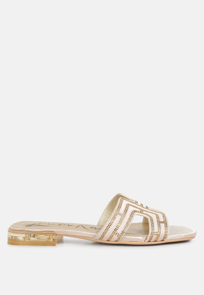 Big Money Low Stack Heel Embellished Sandals
