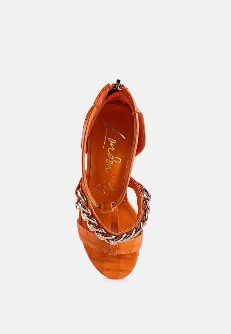 Bonita Metal Chain Zip Up Sandals