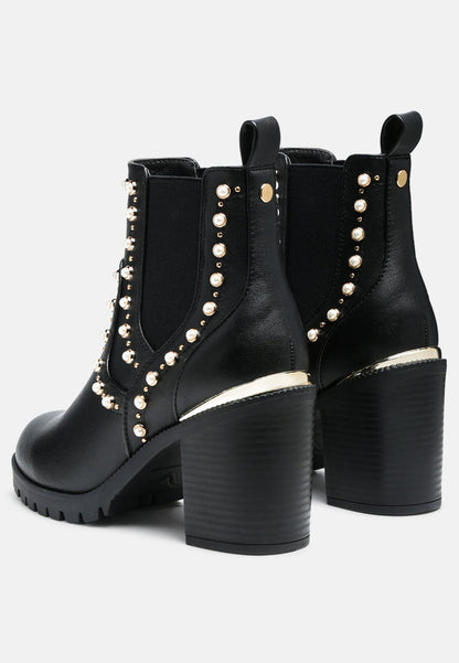 Cherin Pearl Studded Chelsea Boots
