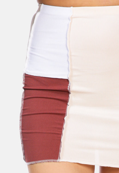 Color Block Casual Tube Skirt