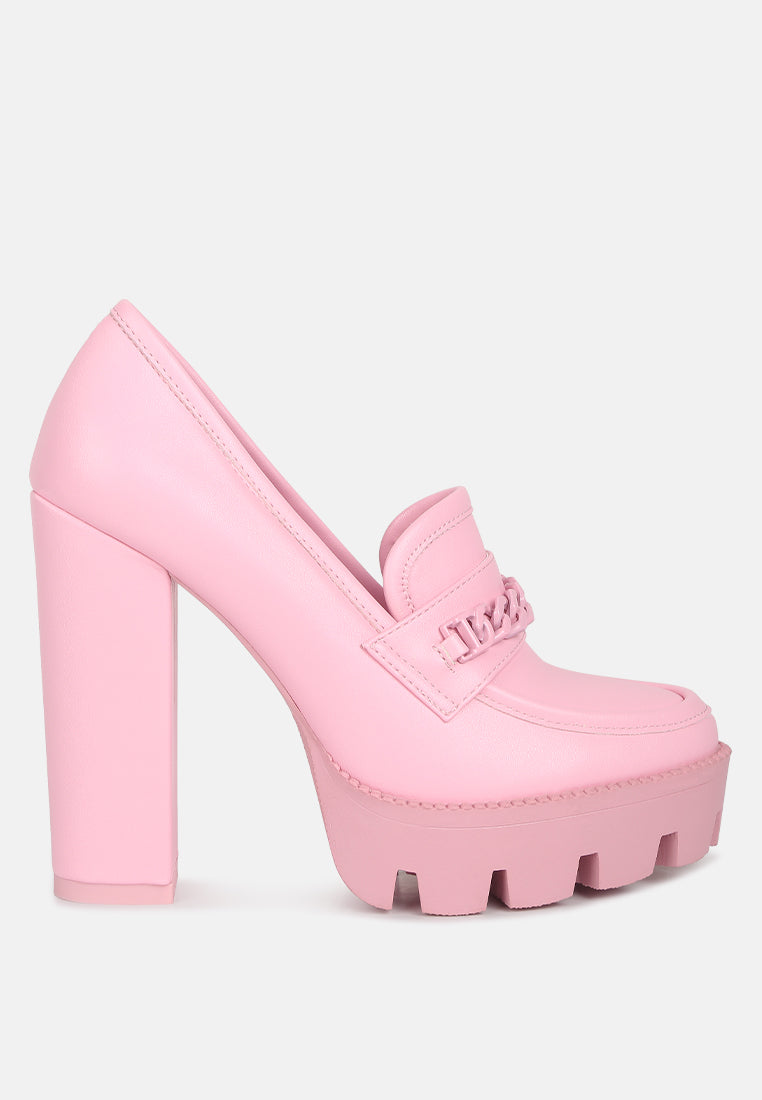 Corinne Chain Embellished Chunky Loafers