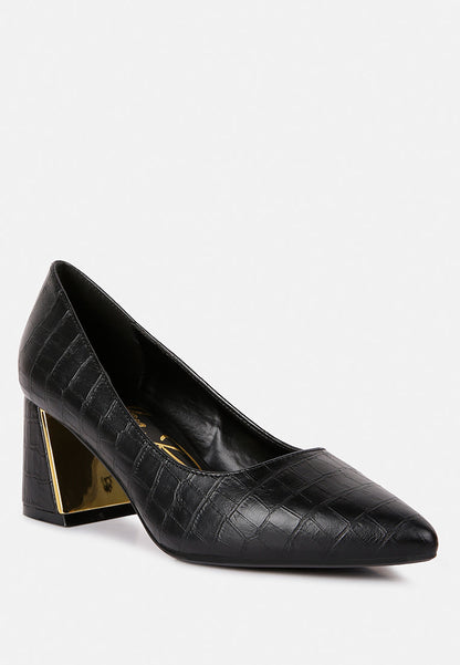 Emersyn Croc Block Heel Pump Shoes