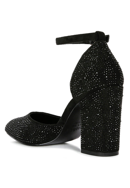 Culver Microfiber Diamante Block Heeled Sandal