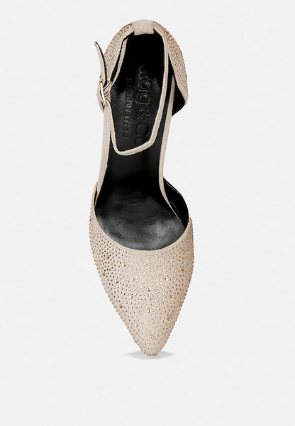 Culver Microfiber Diamante Block Heeled Sandal