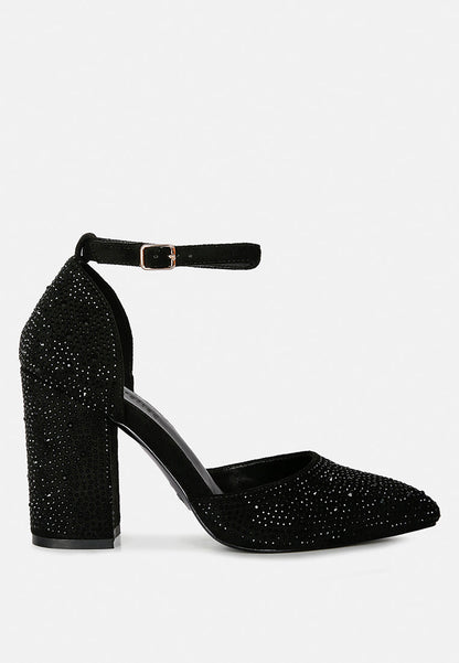 Culver Microfiber Diamante Block Heeled Sandal