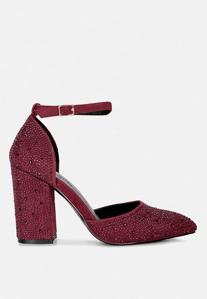 Culver Microfiber Diamante Block Heeled Sandal