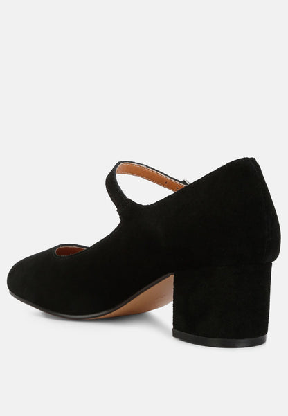 Dallin Suede Block Heel Mary Janes