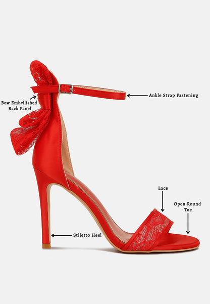 Delancy Bow Detail Lace Stiletto Sandals