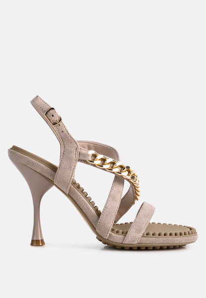 Domeda Metal Chain Mid Heel Sandal