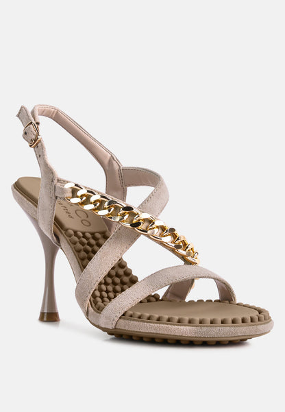 Domeda Metal Chain Mid Heel Sandal