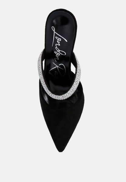 Fauci Diamante Strap Heeled Mules