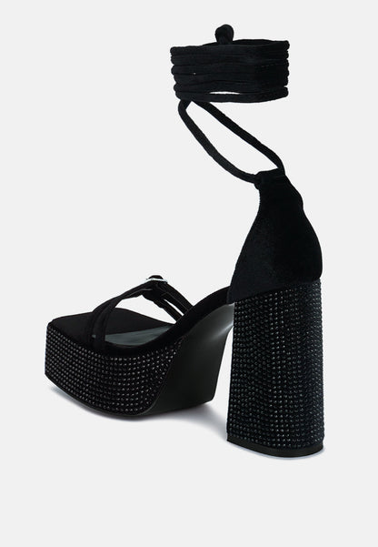Firecrown Rhinestone Platform High Block Sandals