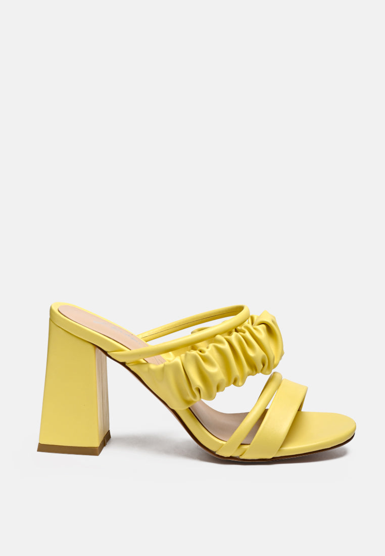 Genesis Ruched Strap Block Sandals