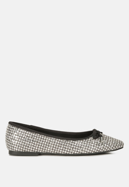 Harriet Glitter Faux Leather Flat Ballerinas