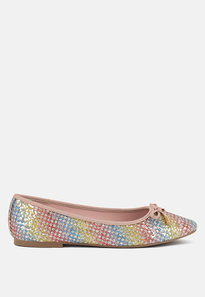 Harriet Glitter Faux Leather Flat Ballerinas
