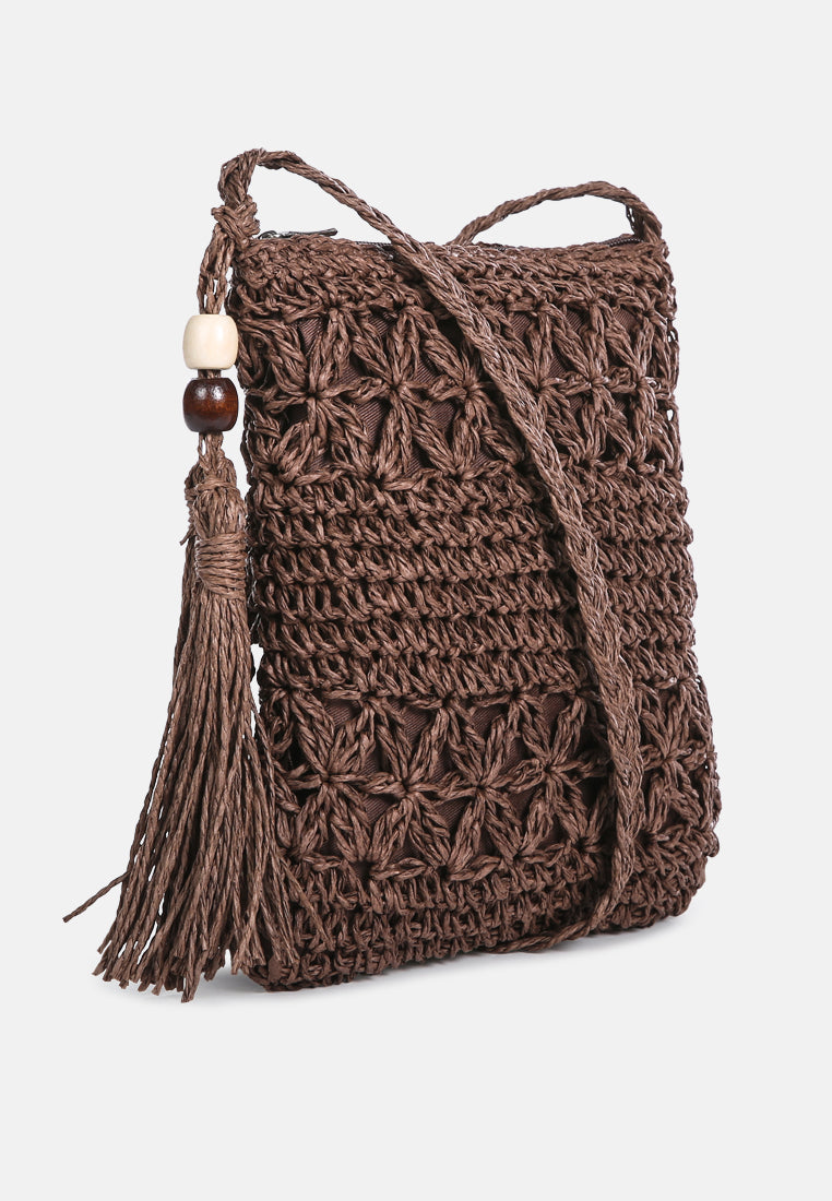 Hay Day Beige Paper Straw Crochet Bag
