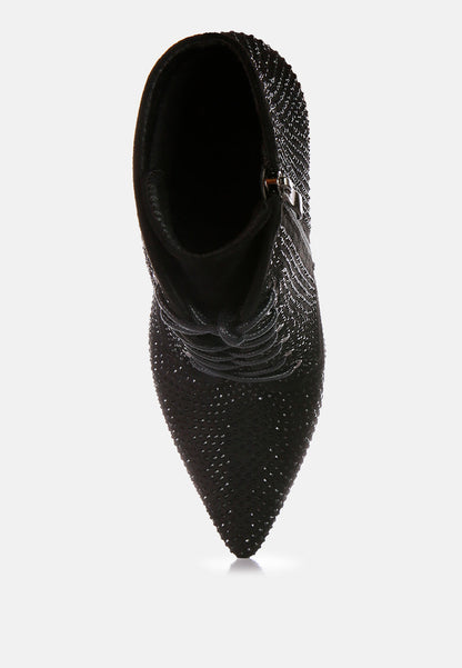 Head On Faux Suede Diamante Ankle Boots