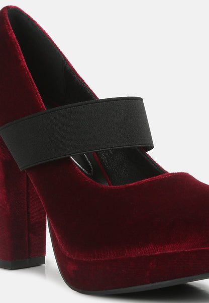 Krause High Block Heel Velvet Pumps