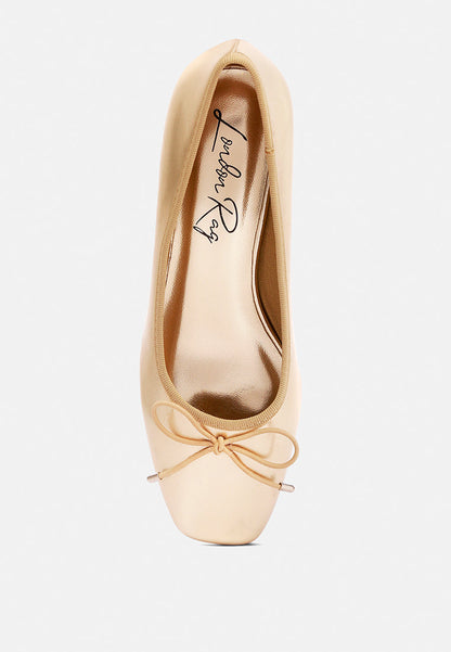Laga Metallic Low Block Heel Ballerinas